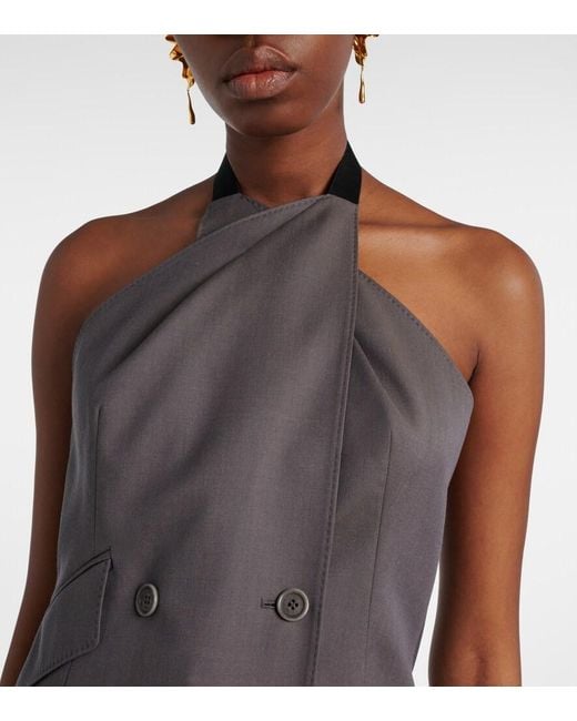 Max Mara Gray Cali Halterneck Virgin Wool Vest