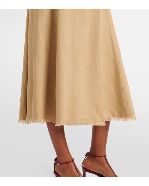Ralph Lauren Natural Silk And Linen Midi Dress