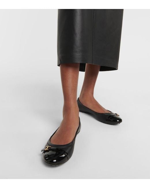 Tod's Black Bubble Leather Ballet Flats