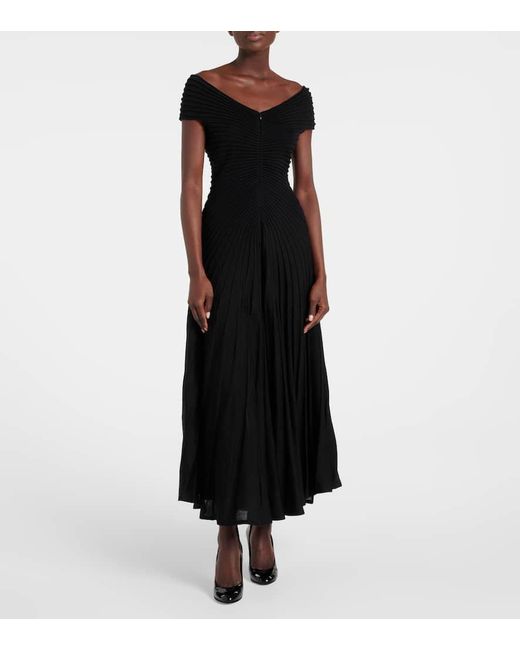 Alaïa Black Wool Midi Dress