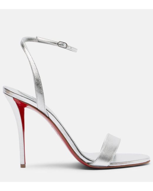 Christian Louboutin White Miss Z 100 Metallic Leather Sandals