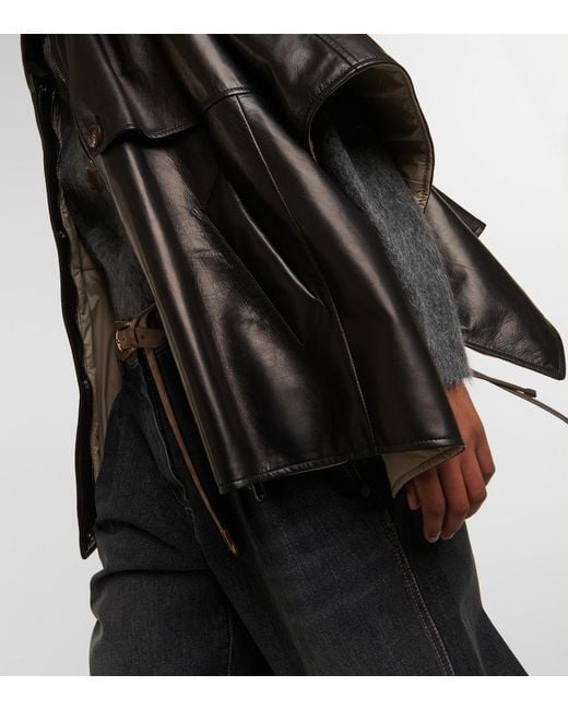 Brunello Cucinelli Black Leather Overshirt