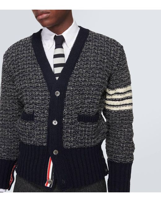 Thom Browne Blue 4-bar Wool And Mohair Cardigan for men