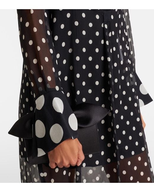 Nina Ricci Black Polka-Dot Semi-Sheer Silk Midi Dress