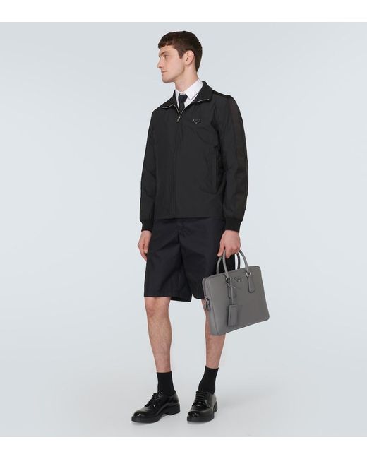Prada Gray Saffiano Leather Briefcase for men