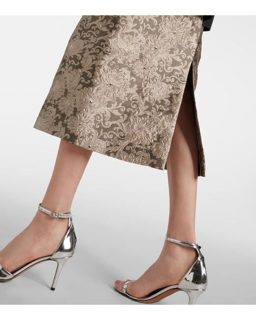 Max Mara Brown Diletta Jacquard Midi Skirt
