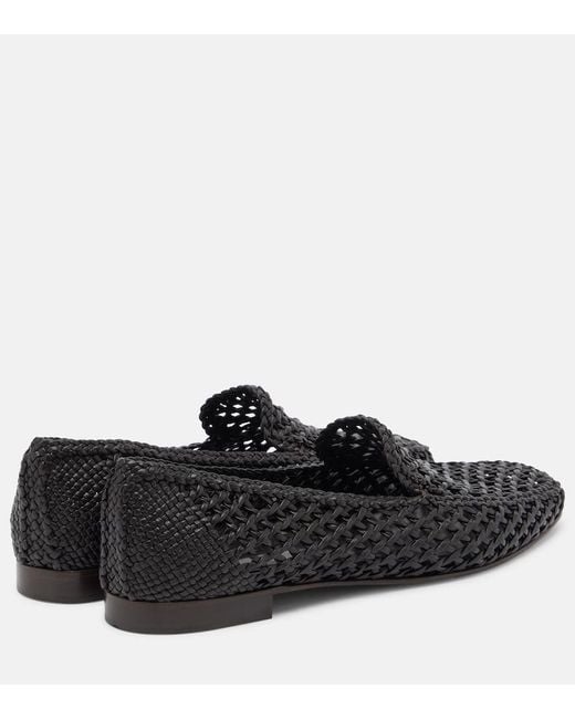 Le Monde Beryl Black Soft Woven Leather Slip-On Shoes