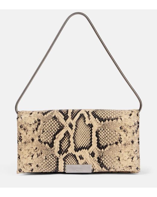 Jil Sander Metallic Carnet Snake-Effect Leather Clutch