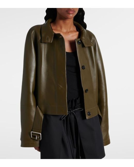 Loewe Green Anagram Leather Jacket