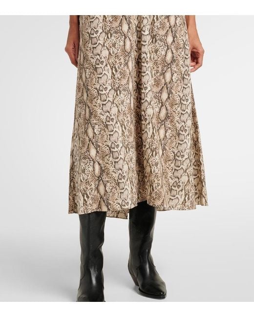 Isabel Marant Natural Keany Printed Silk-Blend Midi Dress