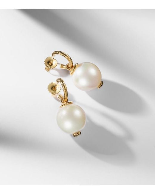 Octavia Elizabeth White 18Kt Drop Earrings With Diamonds And Pearls