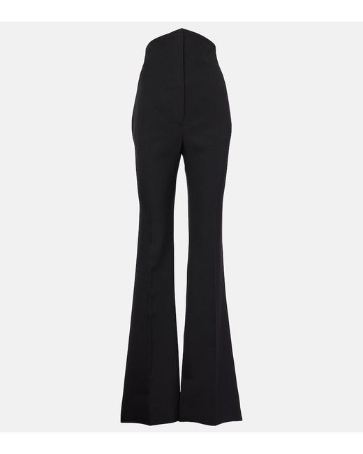 McQueen Black High-Rise Wool Flared Pants