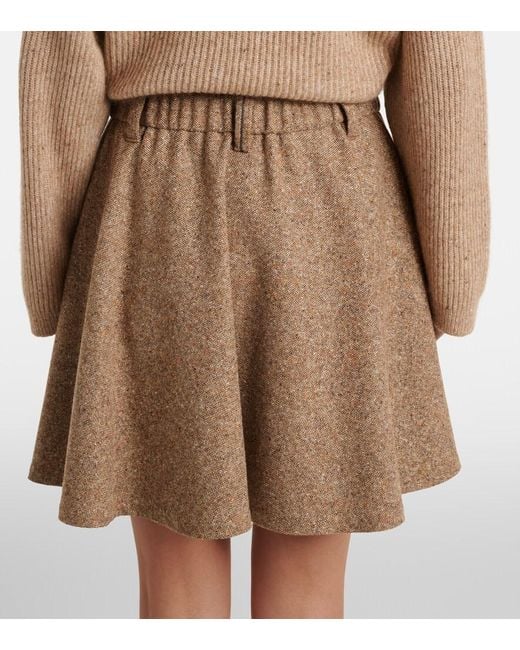 Brunello Cucinelli Brown Monili Wool-Blend Miniskirt