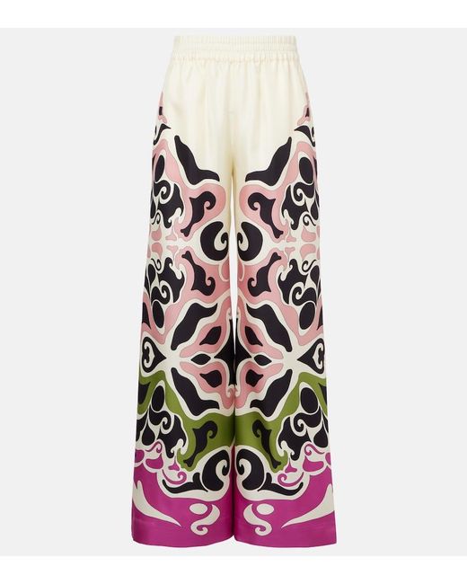 Pantalones Anchos De Sarga De Seda Estampada LaDoubleJ de color Multicolor