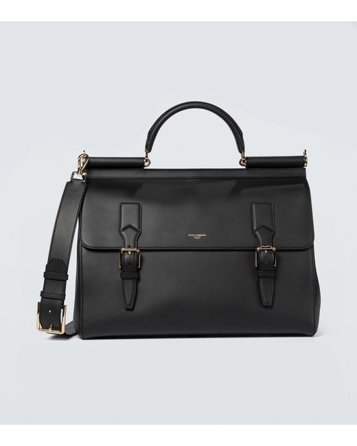 Dolce & Gabbana Black Monreale Leather Briefcase for men