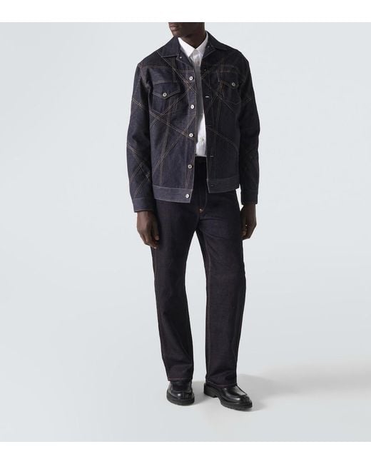 Junya Watanabe Blue Embroidered Denim Jacket for men