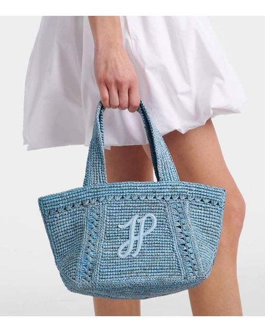 Patou Blue Jp Small Raffia Tote Bag