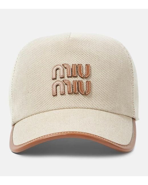 Miu Miu Natural Baseballcap Aus Canvas