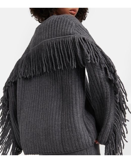 Lisa Yang Gray Hilma Fringed Cashmere Sweater