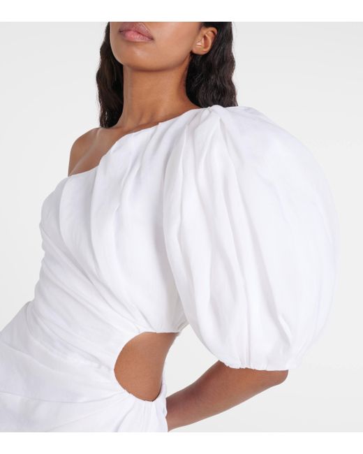 Robe asymetrique en ramie Chloé en coloris White