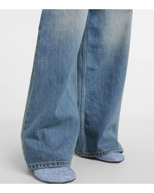 Jeans Anchos Flamenco De Tiro Alto Loewe de color Blue