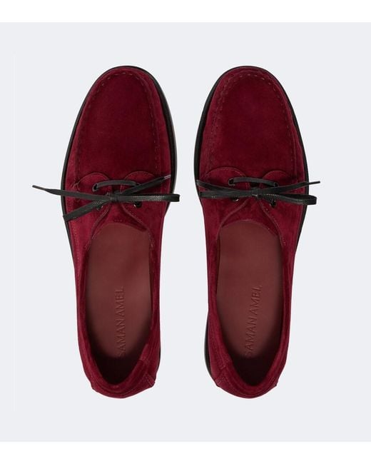Saman Amel Red City Moc Suede Boat Shoes for men