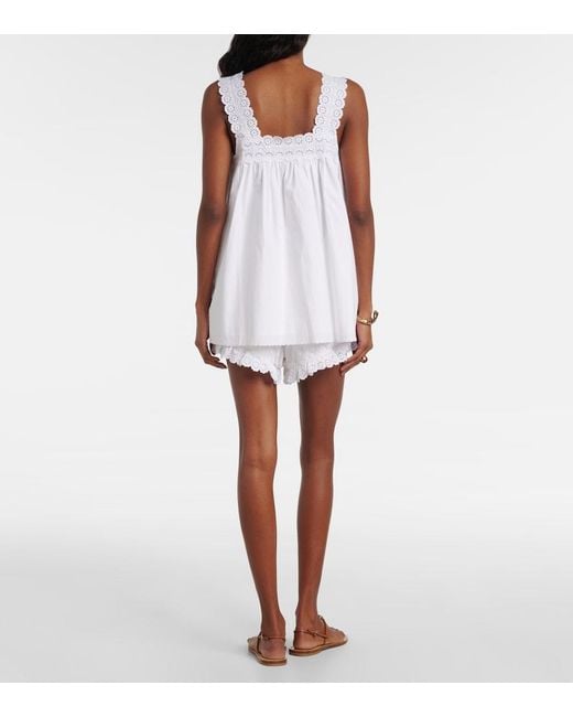 Posse White Ezra Broderie Anglaise Cotton Shorts