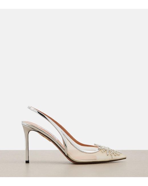 Aquazzura Natural Crystal Firework Slingback Pumps