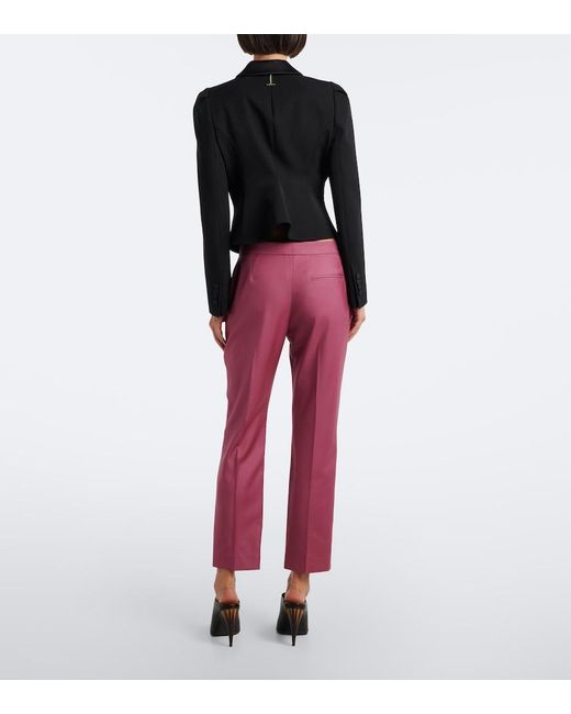 McQueen Red Wool Gaberdine Slim Pants