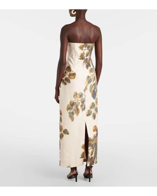 Sir Metallic Evalita Floral Linen Bustier Dress