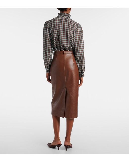 Prada Brown Leather Pencil Skirt