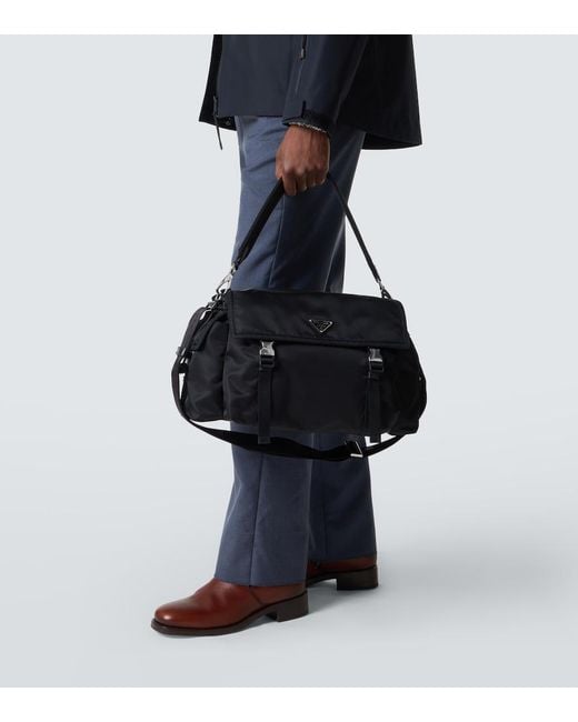 Prada Black Explore Re-Nylon Messenger Bag for men