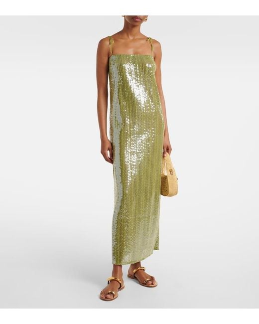 Abito Midi Solid Sequins di Adriana Degreas in Green