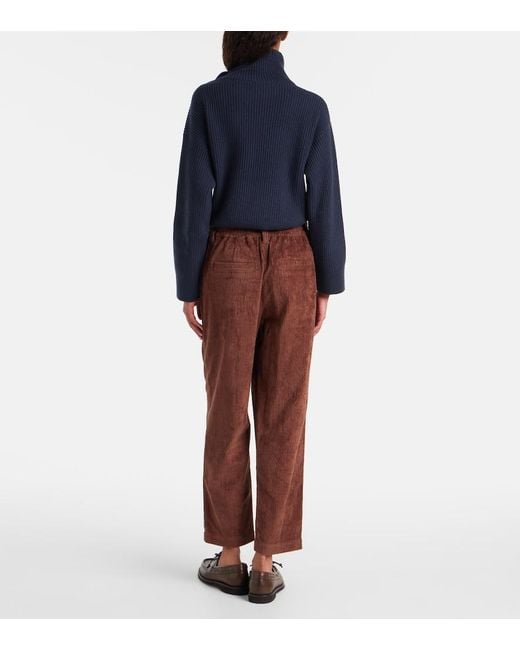 Brunello Cucinelli Brown Cotton Corduroy Wide-Leg Pants