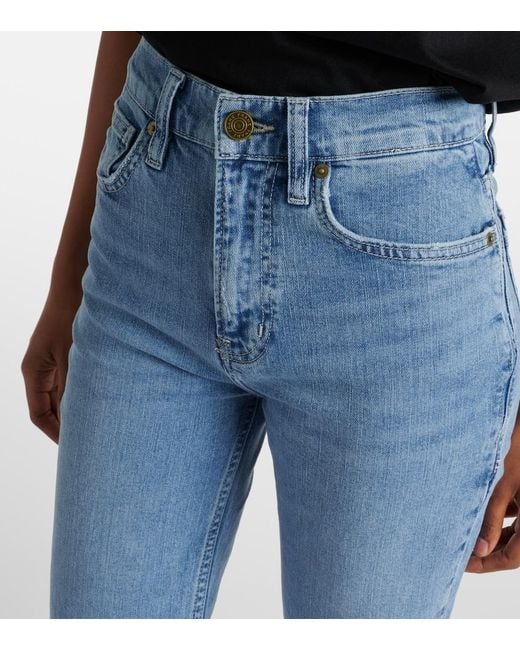 FRAME Blue The Slim Stacked High-Rise Straight Jeans