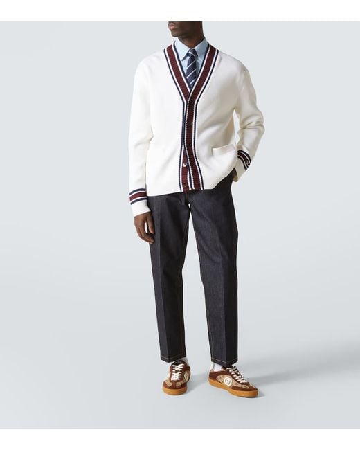 Gucci Brown Interlocking G Suede-Trimmed Sneakers for men