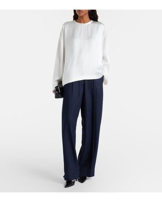 Totême  Blue Flannel Wide-Leg Pants