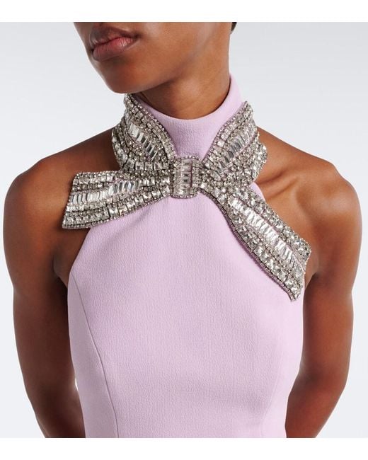 Rebecca Vallance Purple Yolanda Embellished Crepe Gown