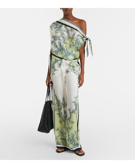 Veronica Beard Green Grigore Floral Twill Palazzo Pants