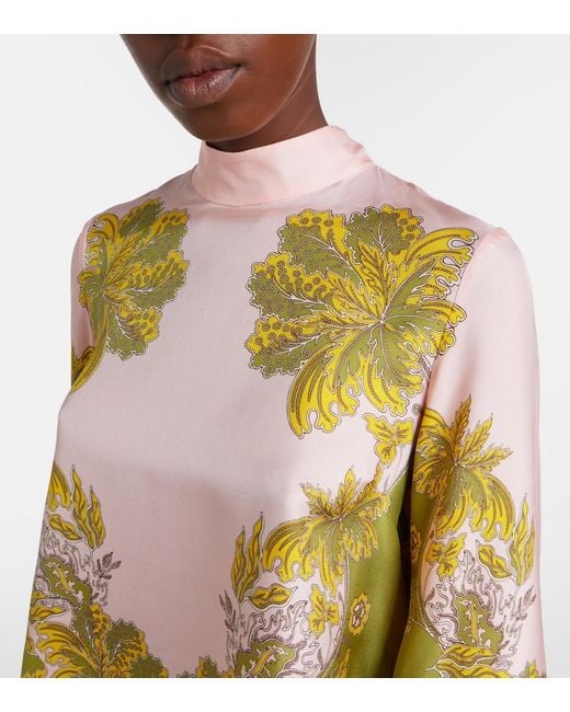 LaDoubleJ Yellow Make An Exit Feather-Trimmed Silk Twill Top