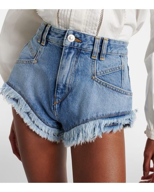 Isabel Marant Blue High-Rise Jeansshorts Eneidala