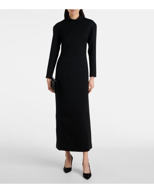 The Row Black Arno Wool Maxi Dress