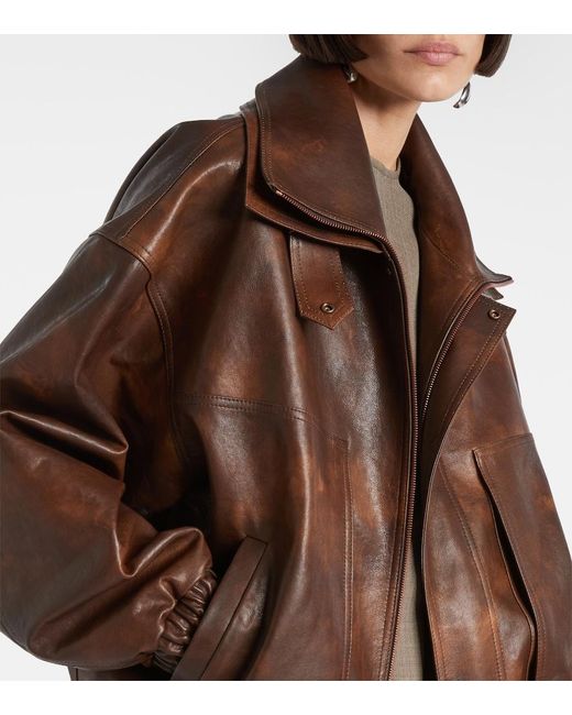 Magda Butrym Brown Leather Blouson Jacket