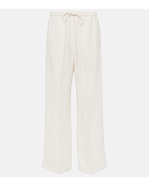 Pantalones anchos de lyocell y lino Totême  de color White