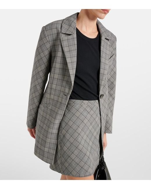 Ganni Gray Checked Blazer