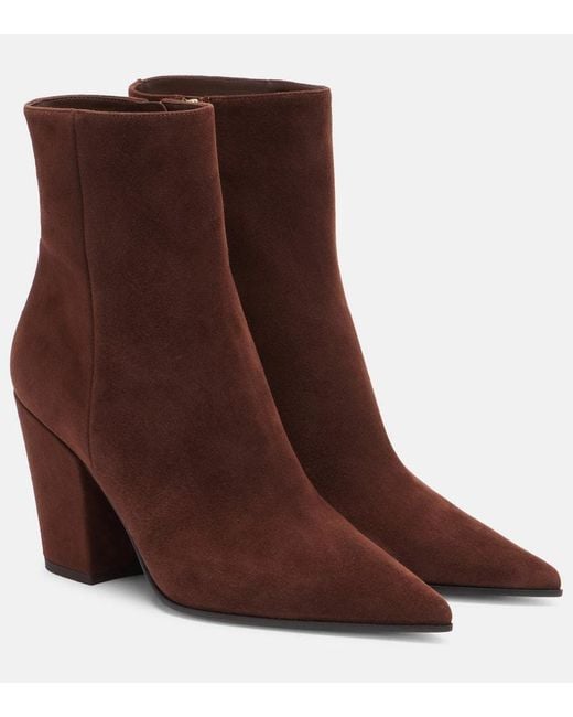 Gianvito Rossi Brown Keinna 85 Suede Ankle Boots