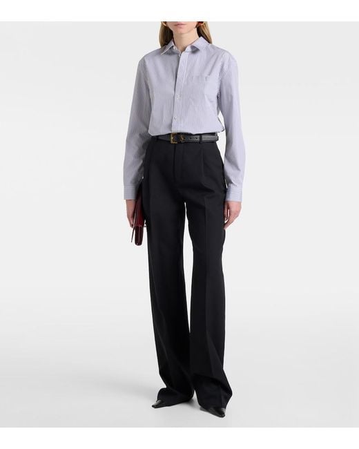 Saint Laurent Blue Striped Cotton Poplin Shirt