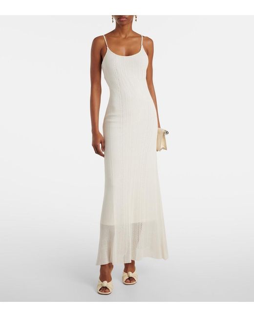 Faithfull The Brand White Treillis Crochet Cotton-Blend Midi Dress