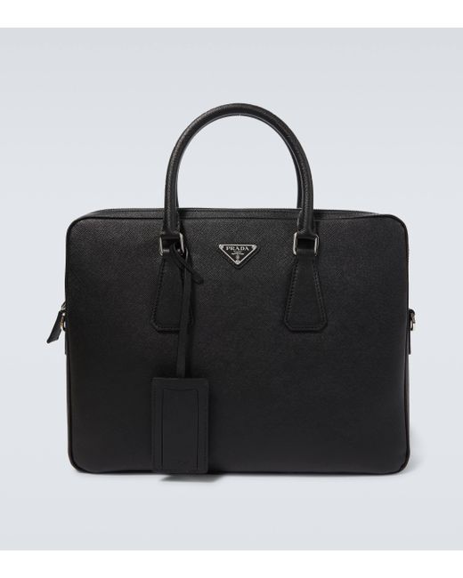 Prada Black Leather Briefcase for men