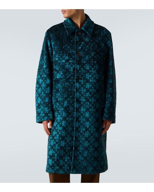 Dries Van Noten Blue Checked Coat for men
